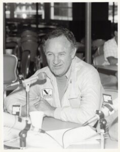 Gene Hackman in town for the Playboy US Endurance Cup Race stops by for an interview with Arnie Warren on July 5 on the Riverboat President